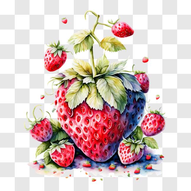 Download Heart-shaped Strawberry Painting PNG Online - Creative Fabrica
