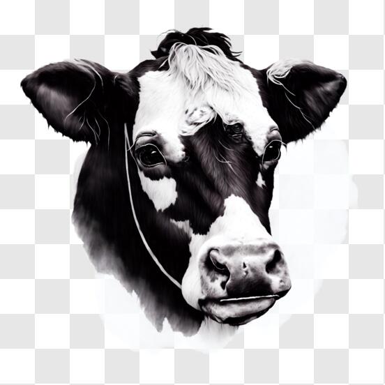Download Black and White Cow's Head Image PNG Online - Creative Fabrica
