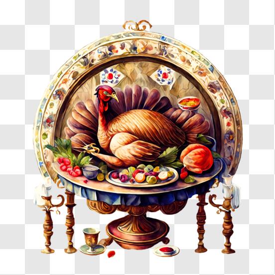 Download Colorful Turkey Painting with Various Fruits and Vegetables ...