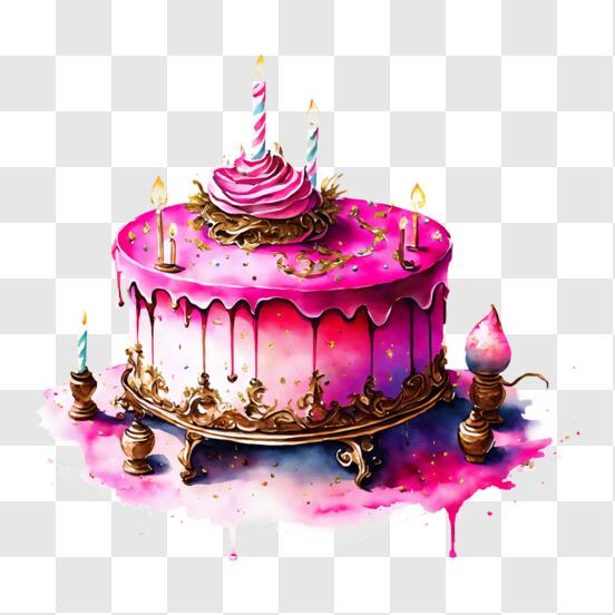 Tranche de gâteau d'anniversaire rose avec illustration vectorielle bougie  isolé sur fond blanc 2397337 Art vectoriel chez Vecteezy