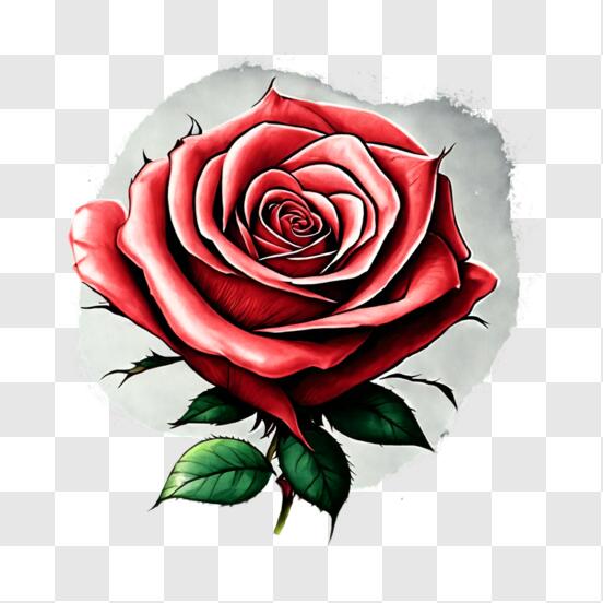 Scarica Realistico tatuaggio di una rosa rossa su carta o tela PNG Online -  Creative Fabrica