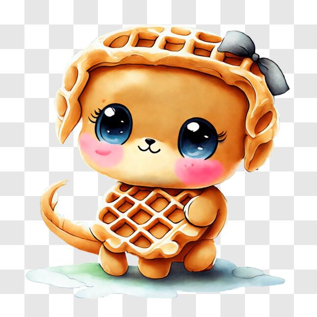 Download Cute Cartoon Waffle Dog with Ice Cream PNG Online Creative