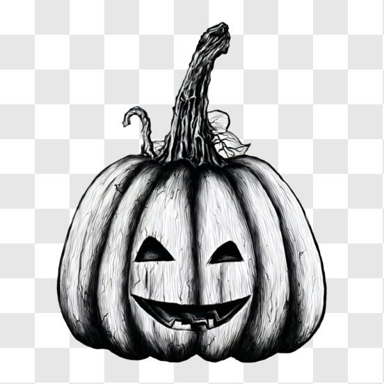 T l charger Dessin de citrouille noir et blanc pour Halloween PNG