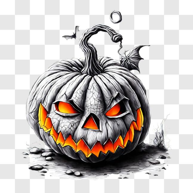 Download Spooky Halloween Pumpkin with Intricate Carving PNG Online ...