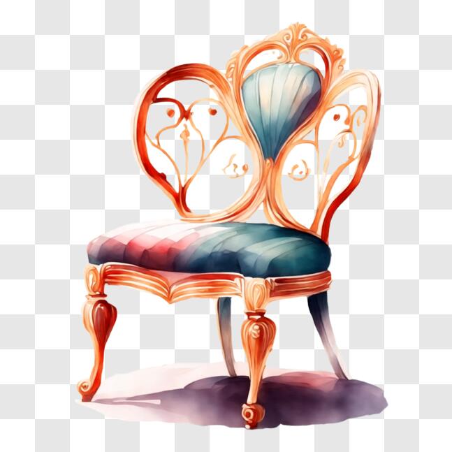 Download Ornate Chair with Blue and Gold Accents PNG Online - Creative ...