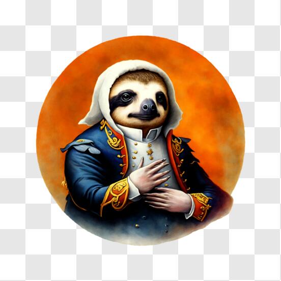 Sloth in Officer's Uniform Painting