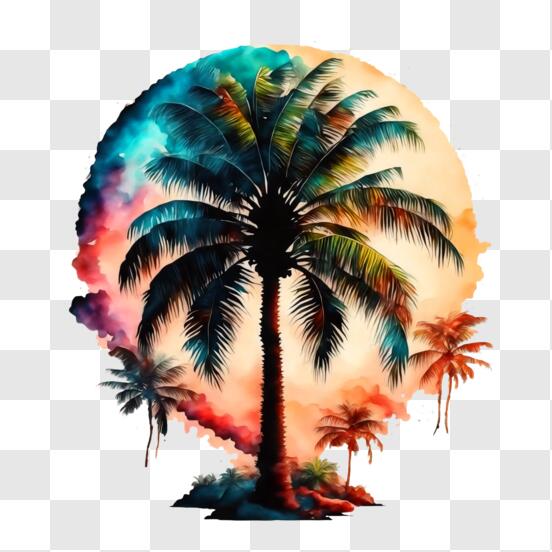 Download Colorful Painting of Palm Trees PNG Online - Creative Fabrica