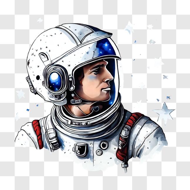 Casco de astronauta en el espacio con estilo de dibujo o dibujo a