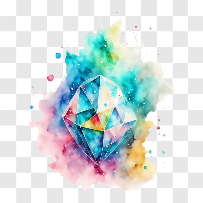 Download Colorful Watercolor Painting of a Diamond with Splashes PNGs ...