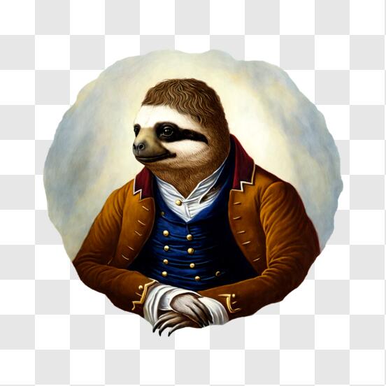 Sloth Wearing Old-Fashioned Outfit - Animal Portrait