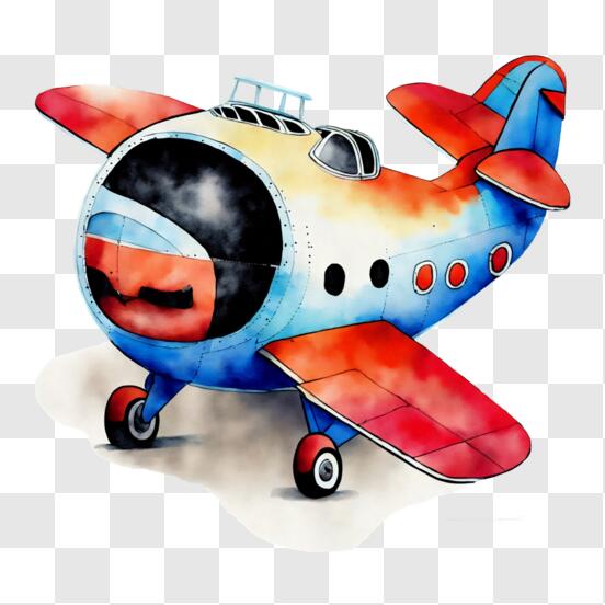 Baixe Avião de desenho animado colorido - Foto de estoque de transporte PNG  - Creative Fabrica