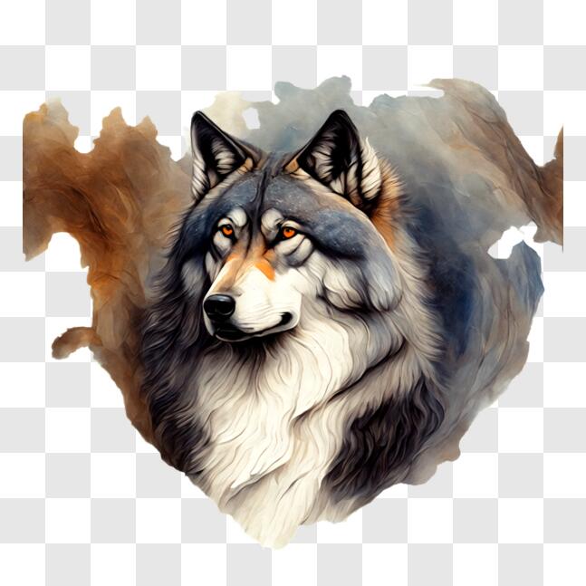 Download Heart-Shaped Wolf Painting PNG Online - Creative Fabrica