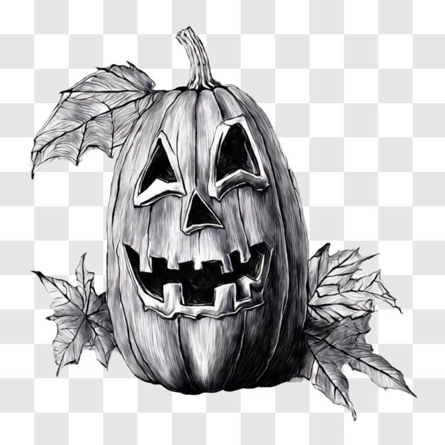 Download Spooky Halloween Pumpkin Drawing PNG Online - Creative Fabrica