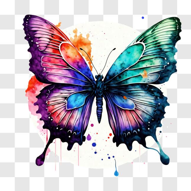 Download Colorful Butterfly on Full Moon Background PNG Online ...