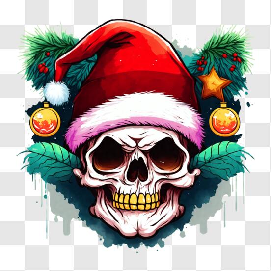 Skull in a Christmas Hat Straw Topper Graphic by NatalliaDigitalShop ·  Creative Fabrica