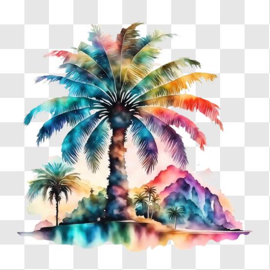 Download Idyllic Tropical Island with Palm Trees PNG Online - Creative ...