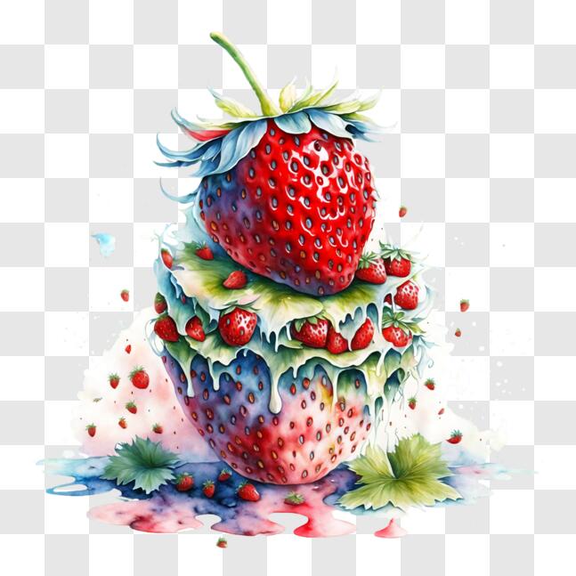 Download Watercolor Painting of Fresh Strawberries PNG Online ...