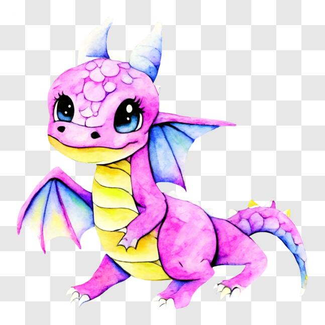 Download Cute Pink and Purple Dragon with Big Wings PNGs Online ...