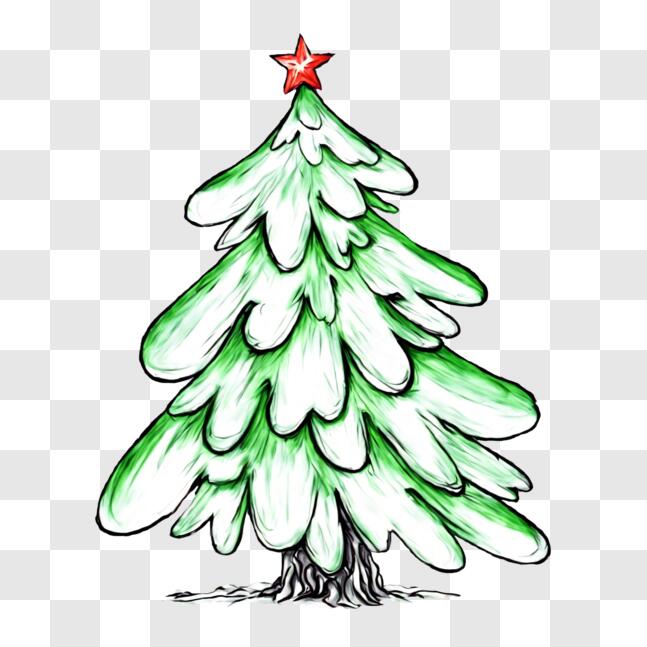 Download Green Christmas Tree with Red Star on Top PNGs Online ...