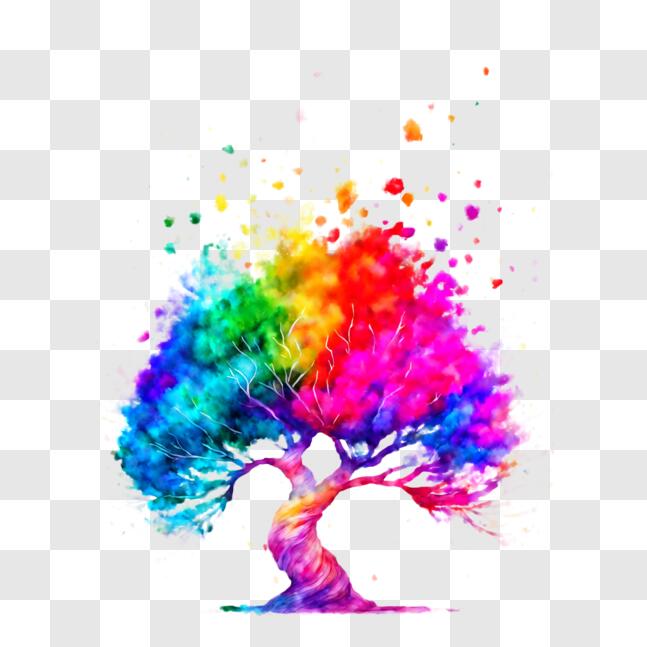 Download Colorful Tree with Paint Splashes PNGs Online - Creative Fabrica