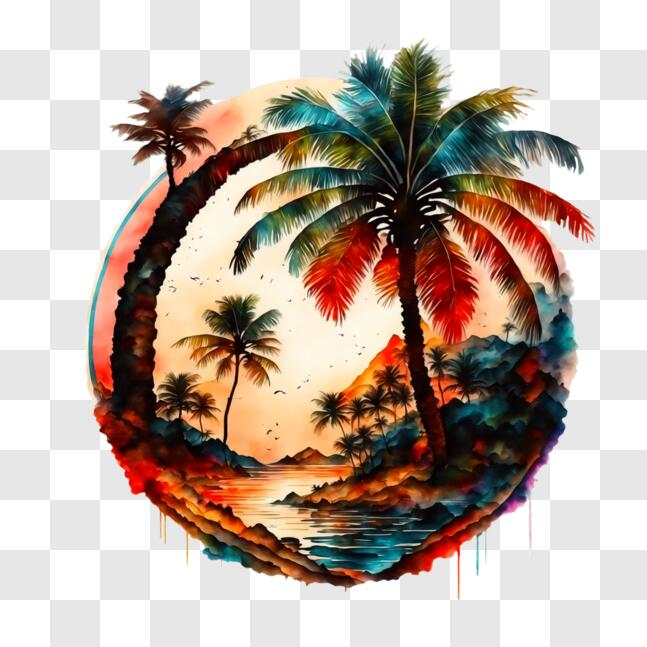 Download Tropical Palm Trees Painting for Home and Office Decor PNG ...