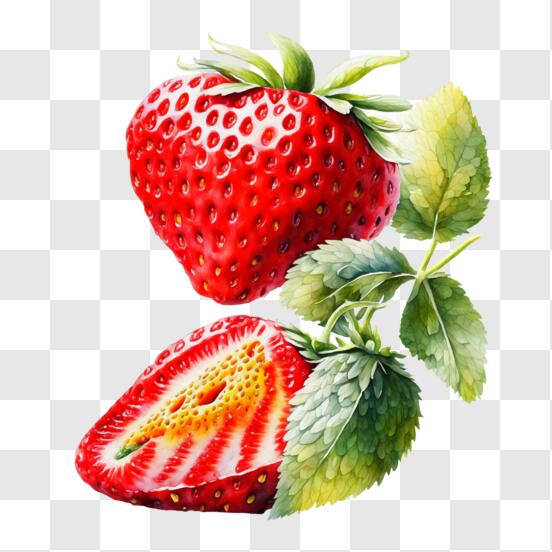 kawaii content visage fraise fruit mignonne personnage aquarelle