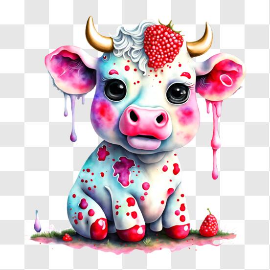 Strawberry Cow Clipart Cute Baby Cow Graphic by Topstar · Creative Fabrica