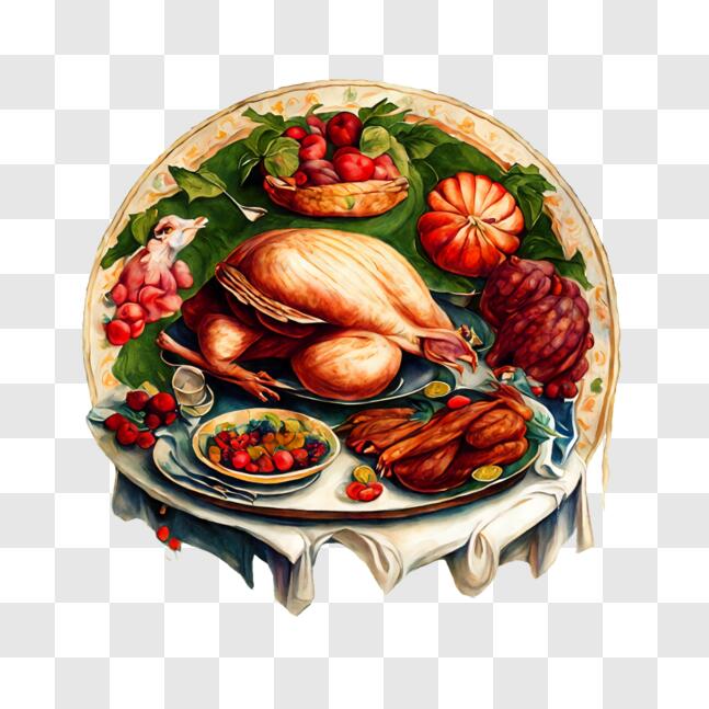 Download Thanksgiving Food Platter with Vibrant Colors and Detailed ...