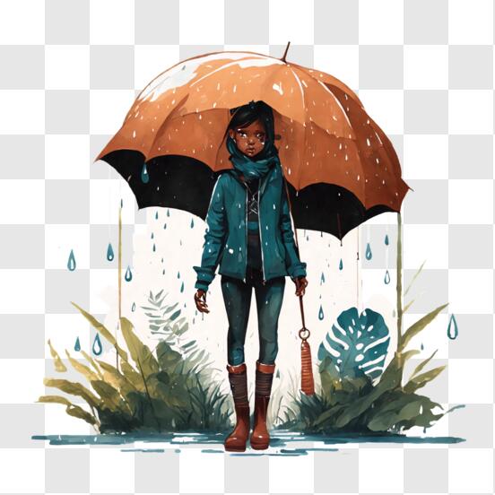 Descarga Ilustración de una chica con paraguas inspirada en anime PNG En  Línea - Creative Fabrica