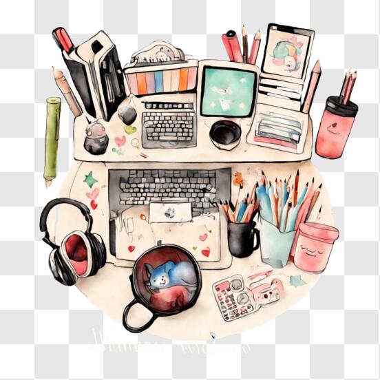 Work Desk with Office Accessories Clip Art Style SVG Cut file by Creative  Fabrica Crafts · Creative Fabrica