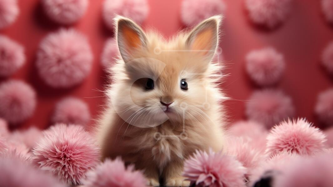 Adorable Rabbit on a Pink Background stock photo | Creative Fabrica