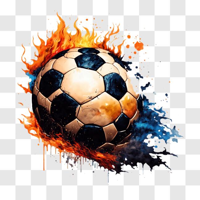 Cartaz de bola de futebol em chamas para o jogo de esporte de