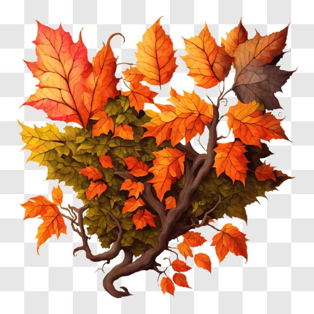 Download Colorful Tree in Autumn Forest PNG Online - Creative Fabrica