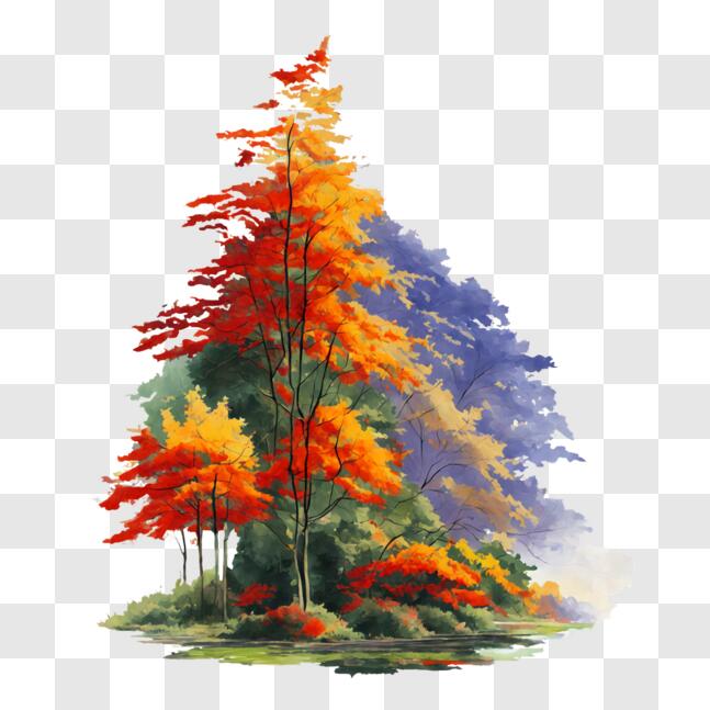 Download Vibrant Tree Painting in a Natural Setting PNG Online ...