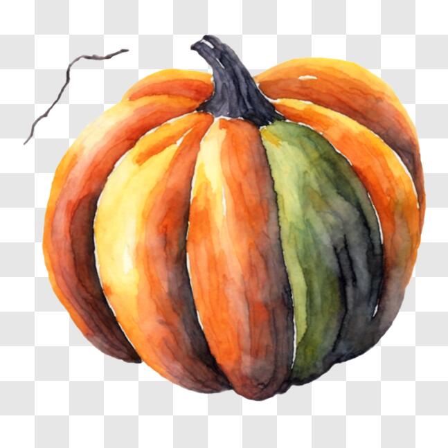 Download Vibrant Pumpkin Watercolor Painting PNG Online - Creative Fabrica