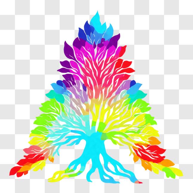 Download Colorful Tree with Rainbow-Colored Leaves and Branches PNGs ...