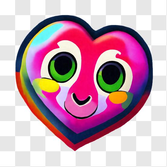 Niedliches herzförmiges Emoji mit lächendem Gesicht und grünen Augen PNG  online herunterladen – Creative Fabrica