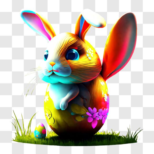 Download Colorful Bunny in Easter Egg PNG Online - Creative Fabrica