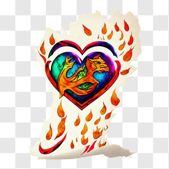 tatuagem de coração em chamas 10462581 Vetor no Vecteezy