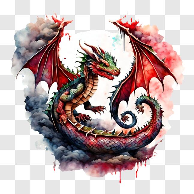 Download Colorful Dragon on Clouds - Abstract Art PNGs Online ...