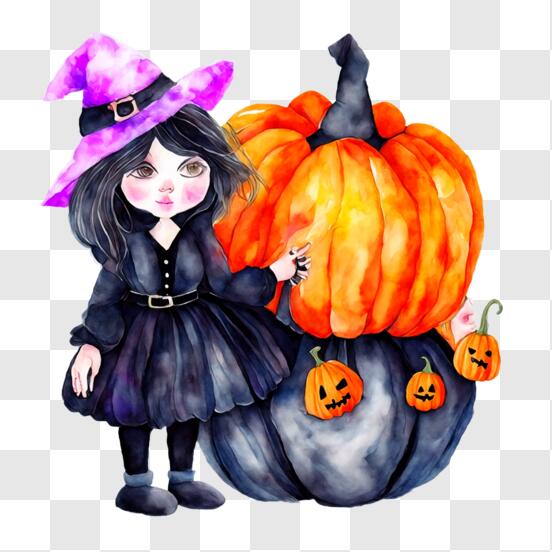 Desenho para colorir linda bruxa de Halloween · Creative Fabrica