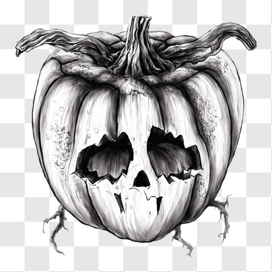 Télécharger Dessin de citrouille d'Halloween avec crâne ouvert PNG En Ligne  - Creative Fabrica