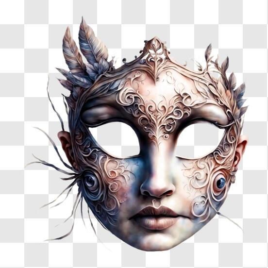Scarica Maschera intricata con piume per feste in maschera PNG Online -  Creative Fabrica