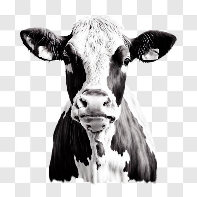 Download Black and White Cow's Face - Stock Photo PNG Online - Creative ...