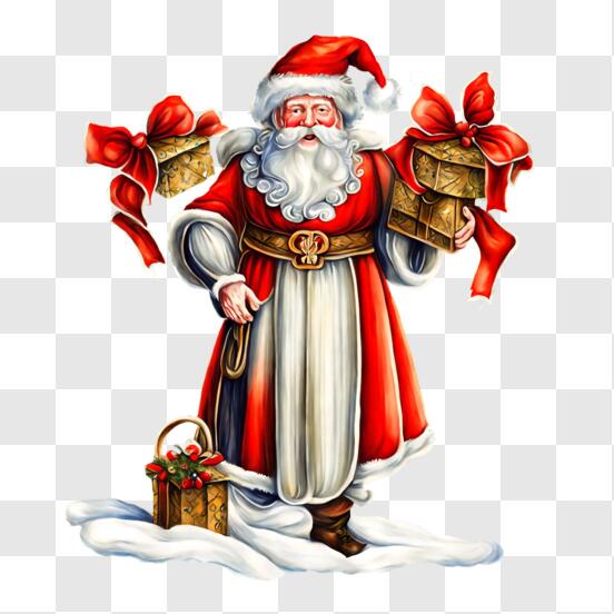 Père Noël Avec Grand Sac-cadeau En Illustration De Dessin Animé