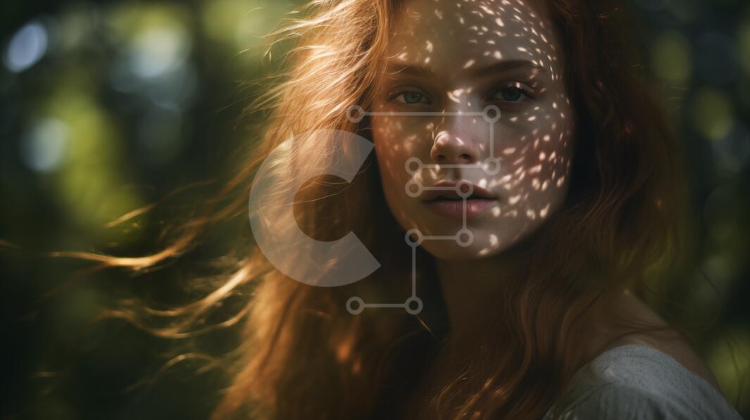 Mysterious Woman with Long Red Hair in the Woods stock photo | Creative ...