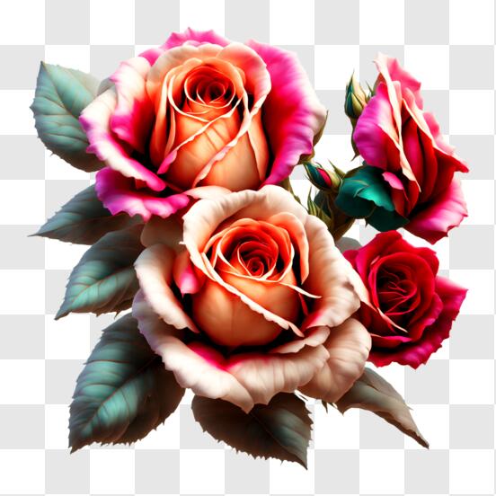 Descarga Hermoso ramo de rosas sobre fondo negro PNG En Línea - Creative  Fabrica