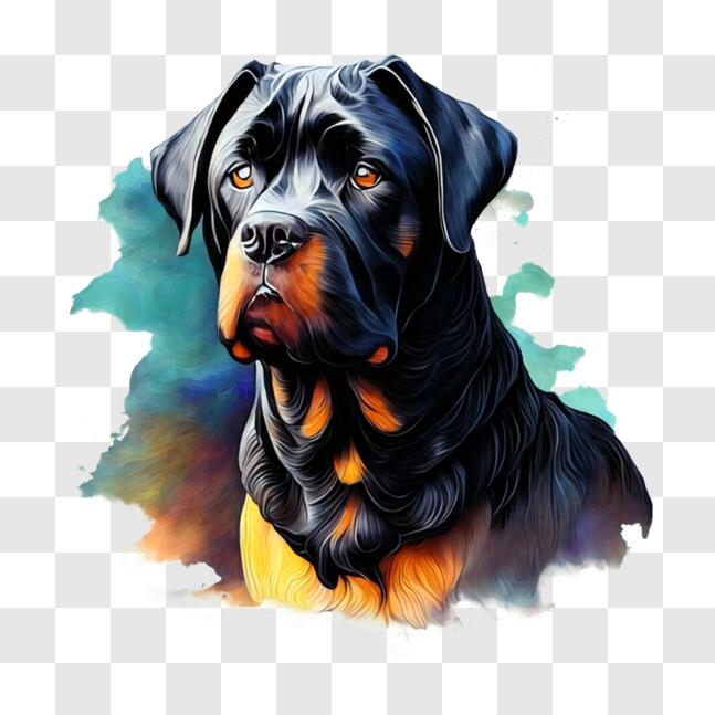 Download Colorful Abstract Rottweiler Dog Painting PNG Online ...