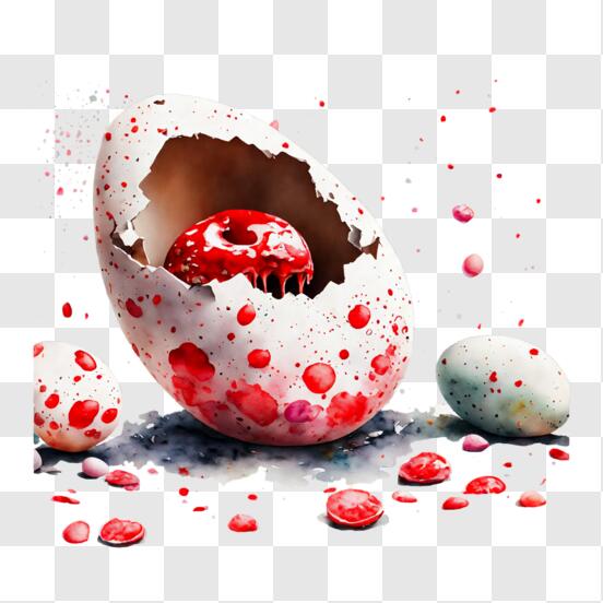 Download Broken Easter Egg with Scattered Eggs and Branches PNG Online -  Creative Fabrica