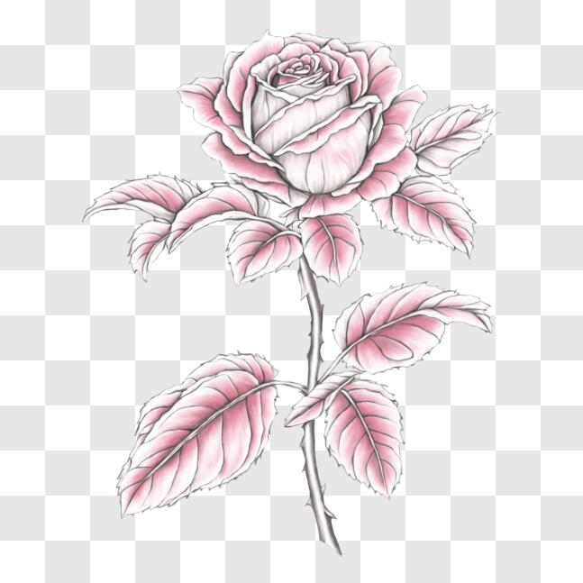 Download Romantic Pink Rose Tattoo Design PNG Online - Creative Fabrica